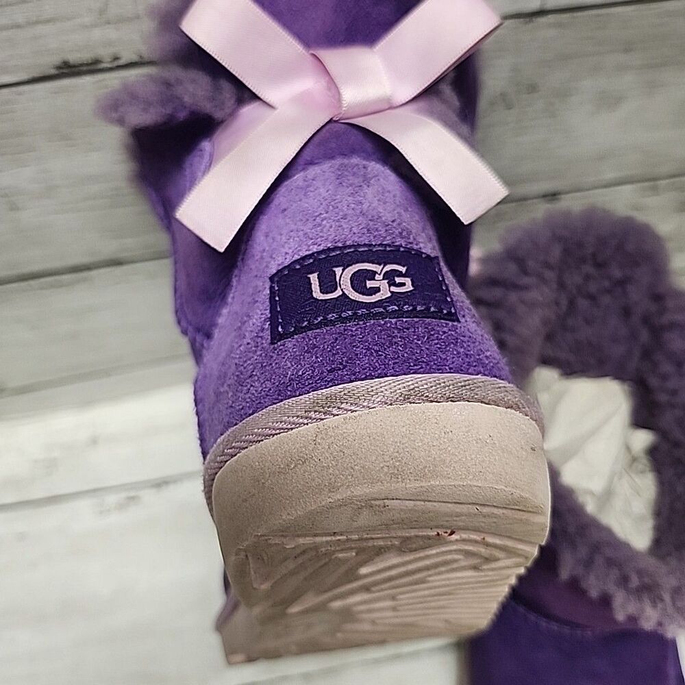 UGG Boot  Kids MINI BAILEY BOW II Violet Bloom Size 3 Purple - Picture 6 of 11